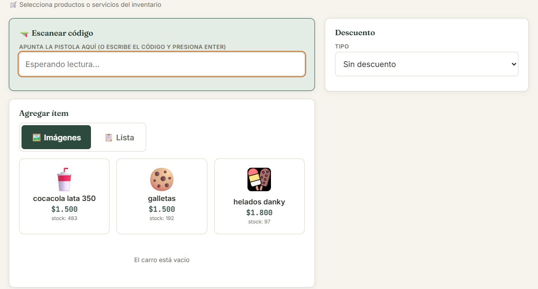 Venta en minimarket con lector de código de barras